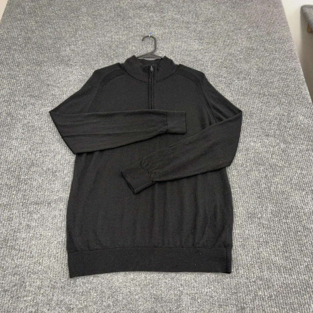 Express Sweater Mens L Black Quarter Zip Mock Wool Neck Pullover Casual Minimal